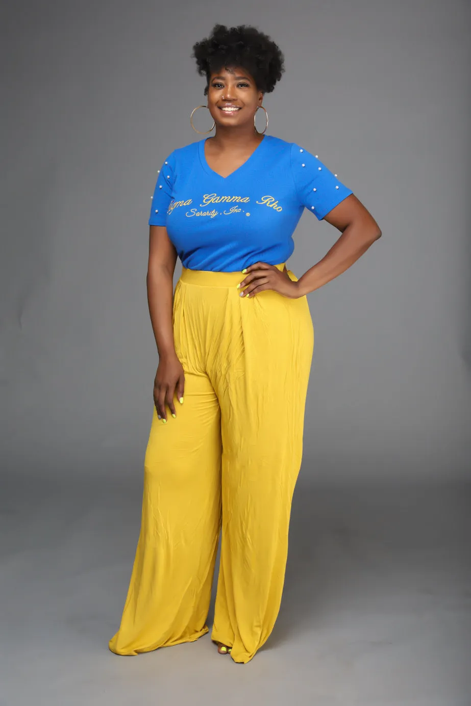 ΣΓΡ RHOYAL Blue Pearl Studded Tee Shirt Dress