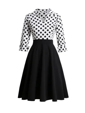 1950s Retro Rockabilly Princess Cosplay Dress Women's Polka Dot Retro Vintage Style Cocktail Party Swing Dress(S-2XL)