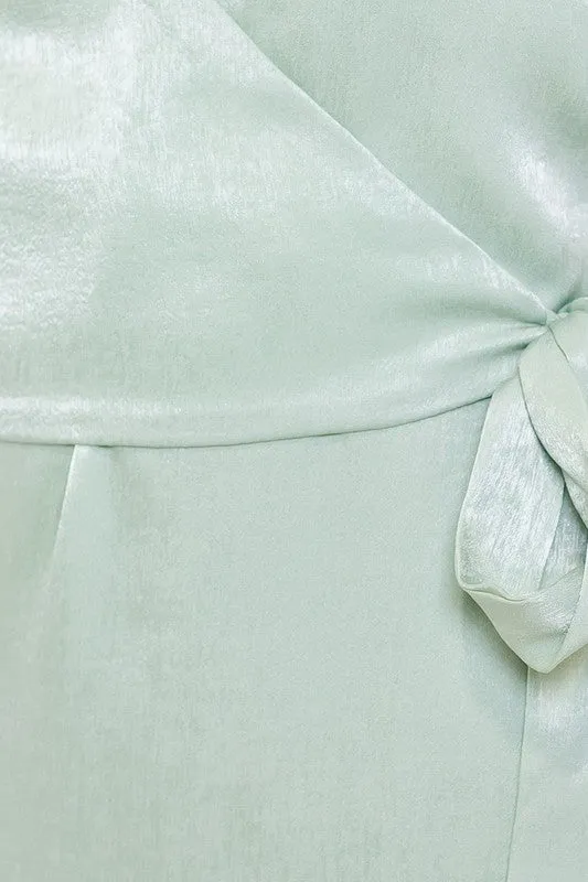 Aurora Satin Wrapped Midi Dress
