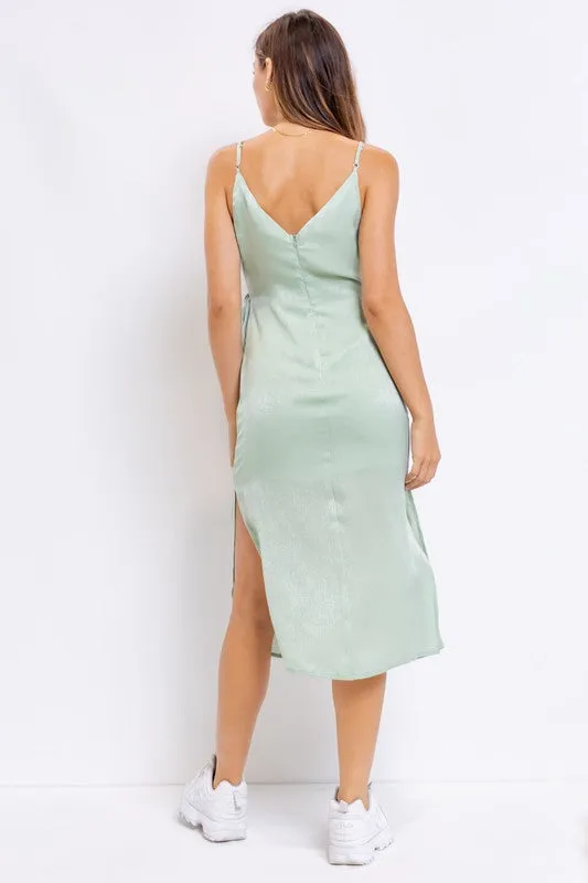 Aurora Satin Wrapped Midi Dress
