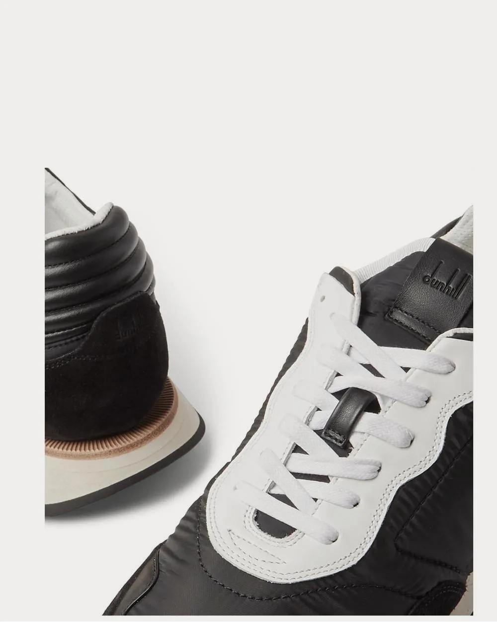 Axis Leather and Suede-Trimmed Shell  Black low top sneakers
