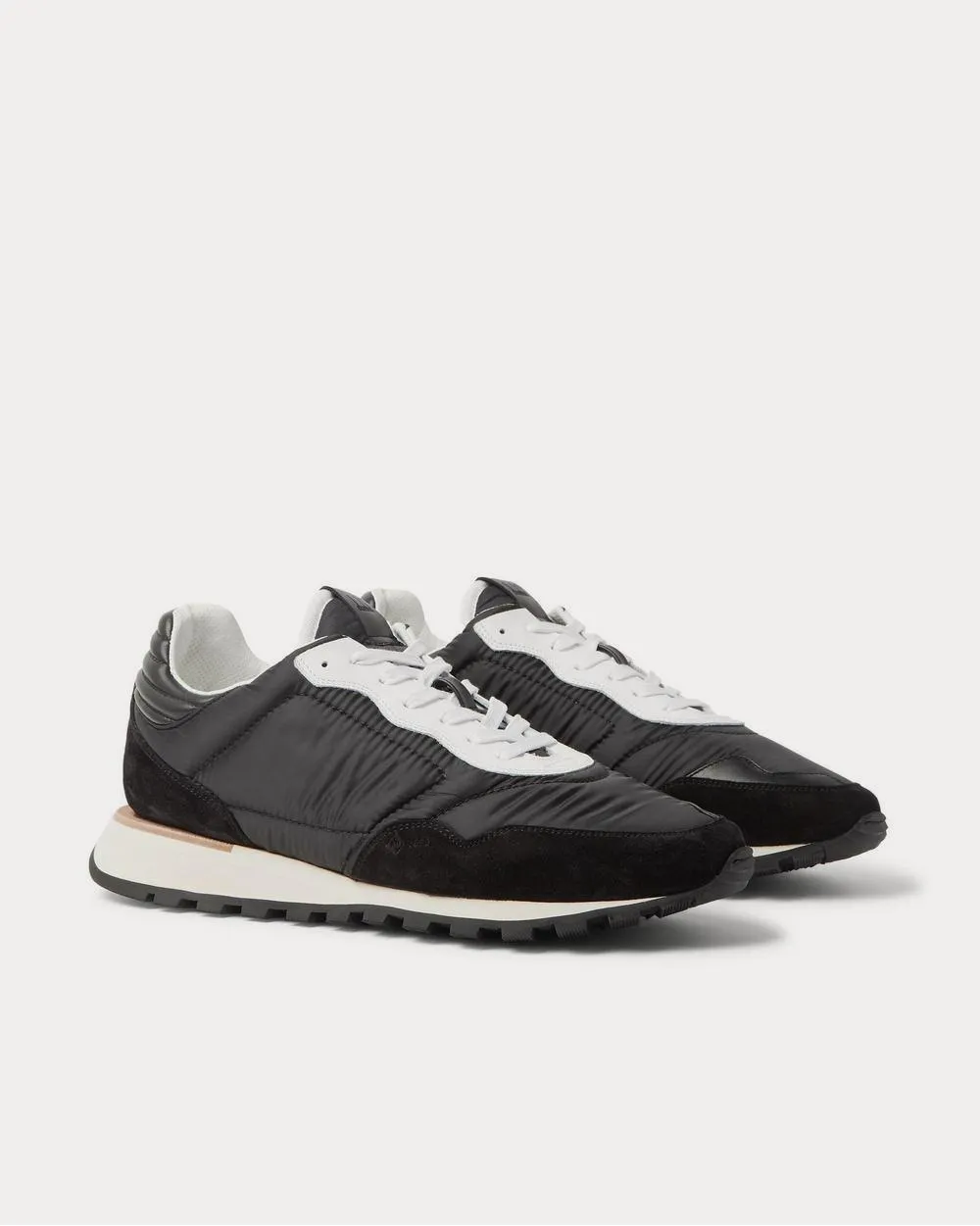 Axis Leather and Suede-Trimmed Shell  Black low top sneakers