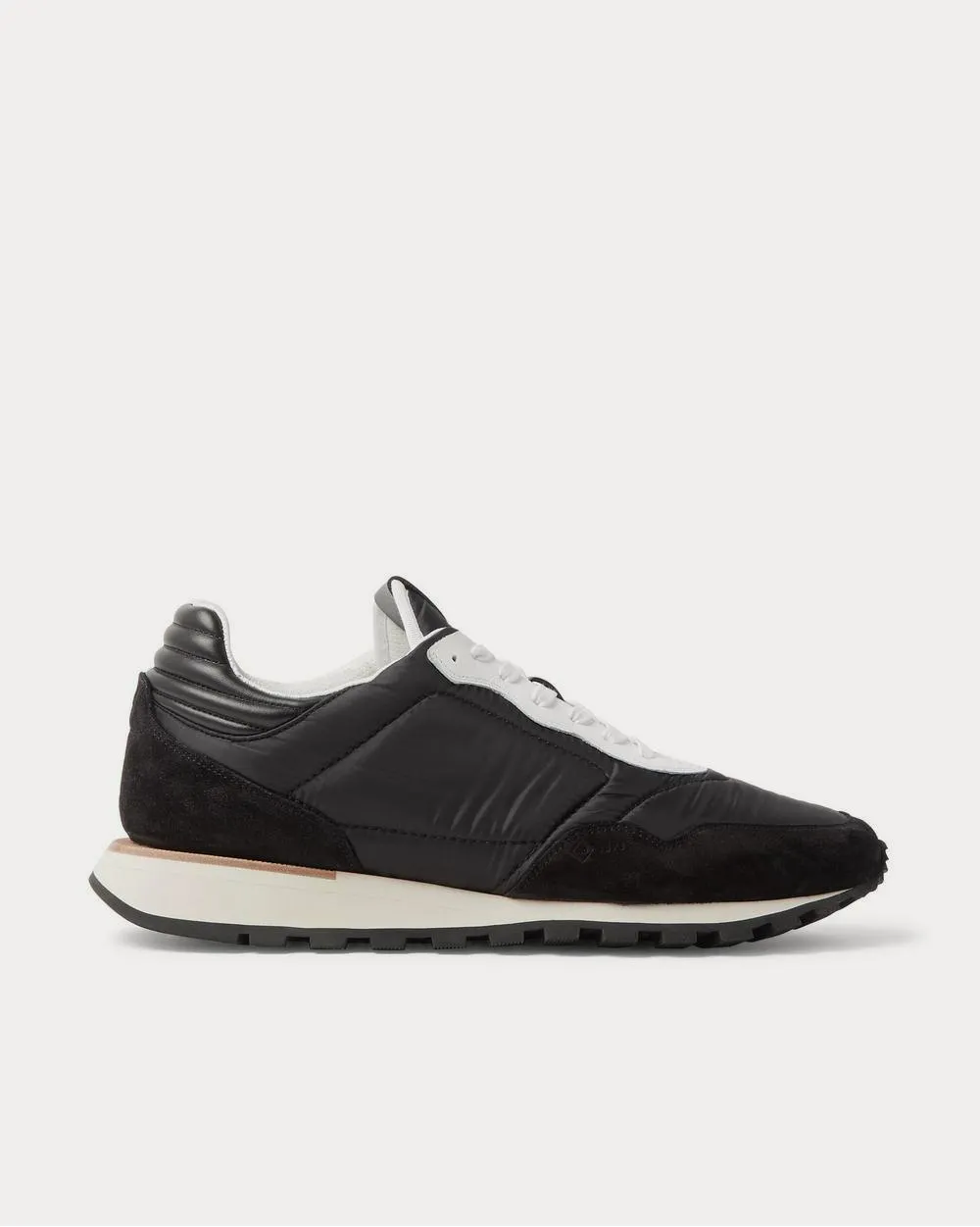 Axis Leather and Suede-Trimmed Shell  Black low top sneakers