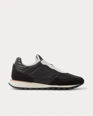 Axis Leather and Suede-Trimmed Shell  Black low top sneakers