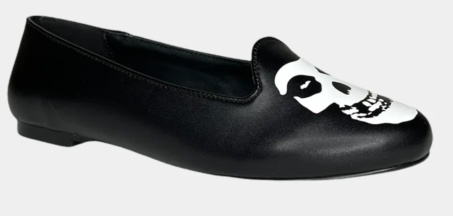 Black/White Lydia Misfits Skull Flats