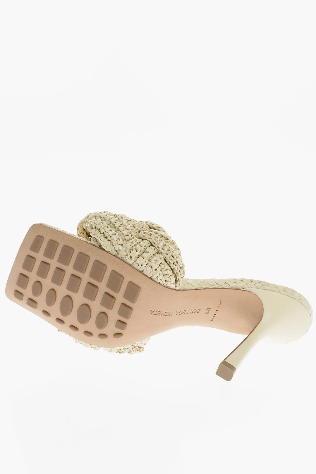 Bottega Veneta Braided Raffia Lido Sandals Heel 11 Cm