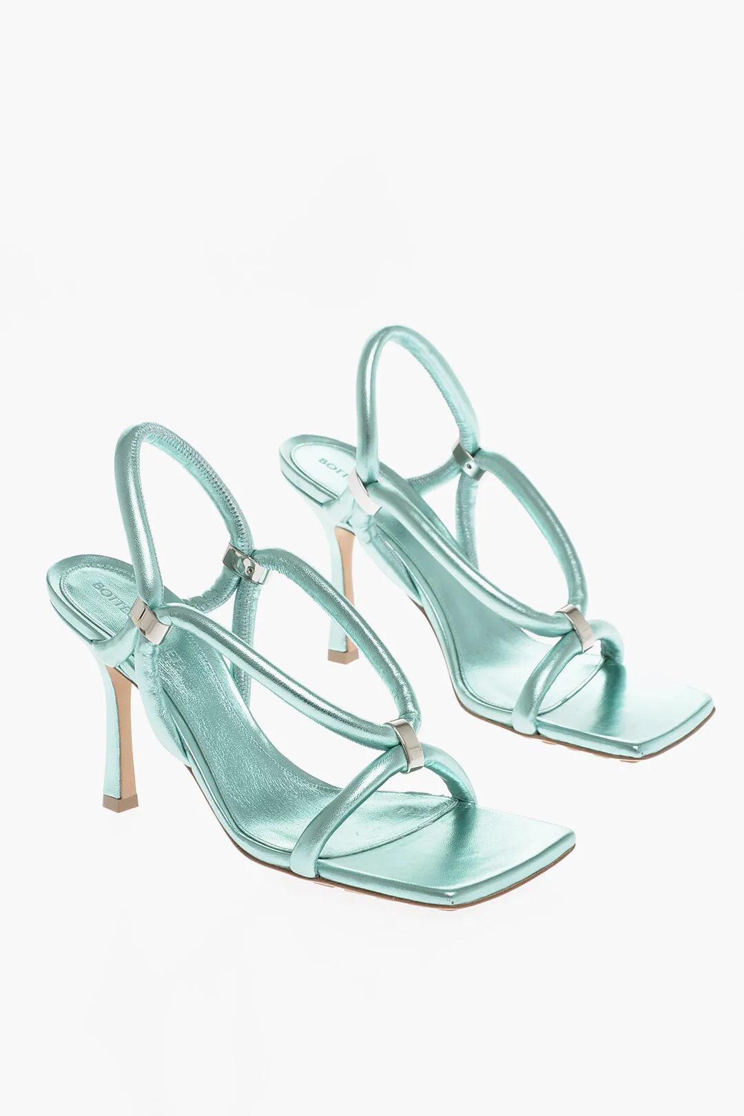 Bottega Veneta Leather Sandals Metallic Effect 9 Cm