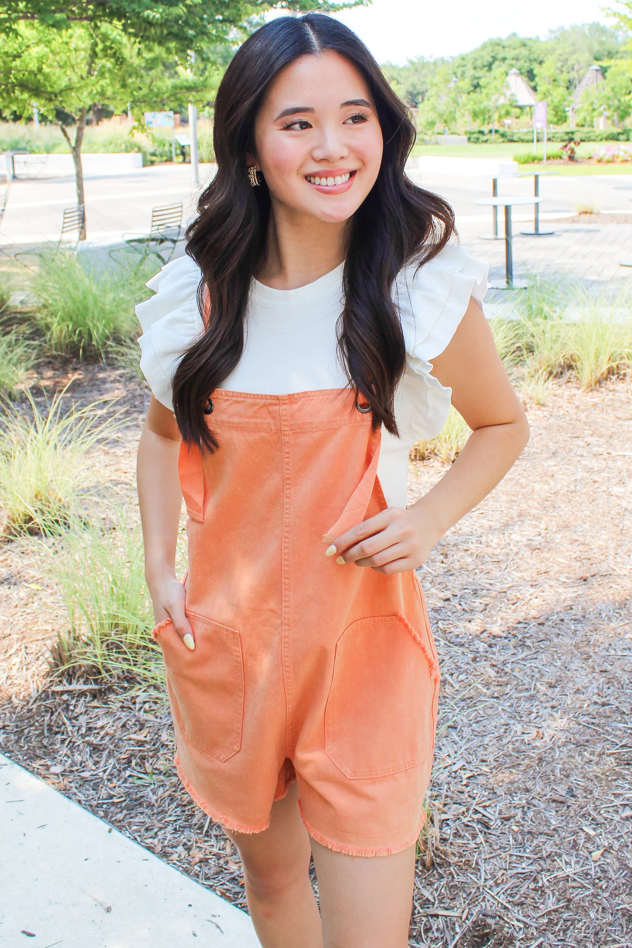 Break It Down Distressed Twill Overalls Off White Size L