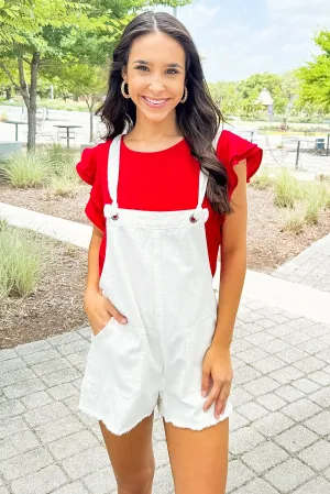 Break It Down Distressed Twill Overalls Off White Size L