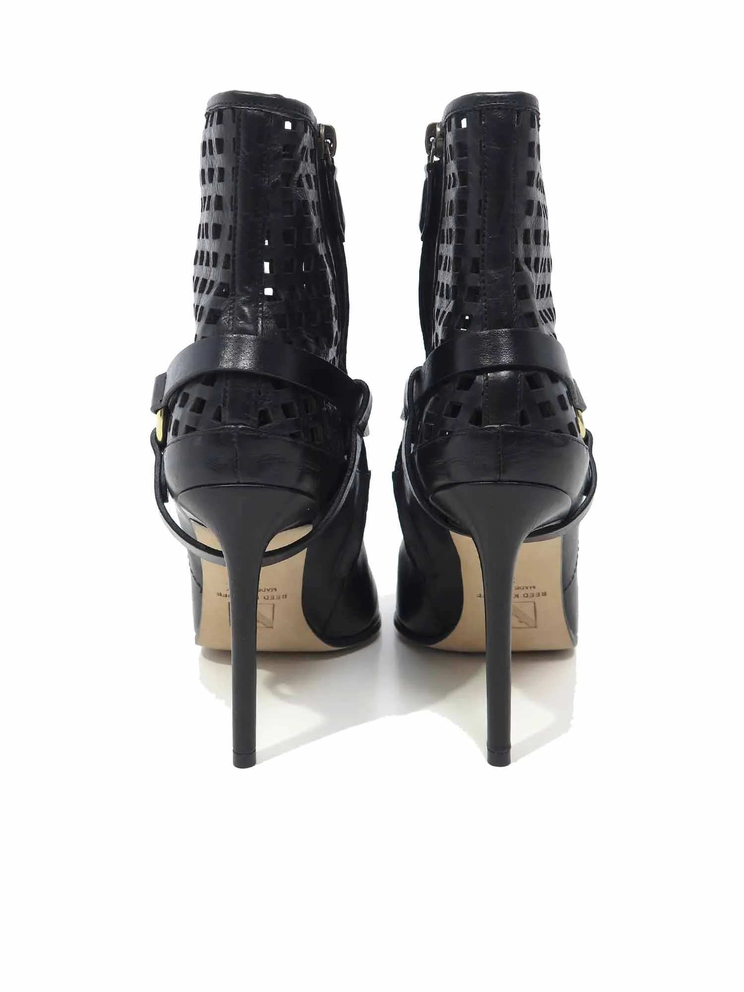 Cage Leather Pointed Booties
