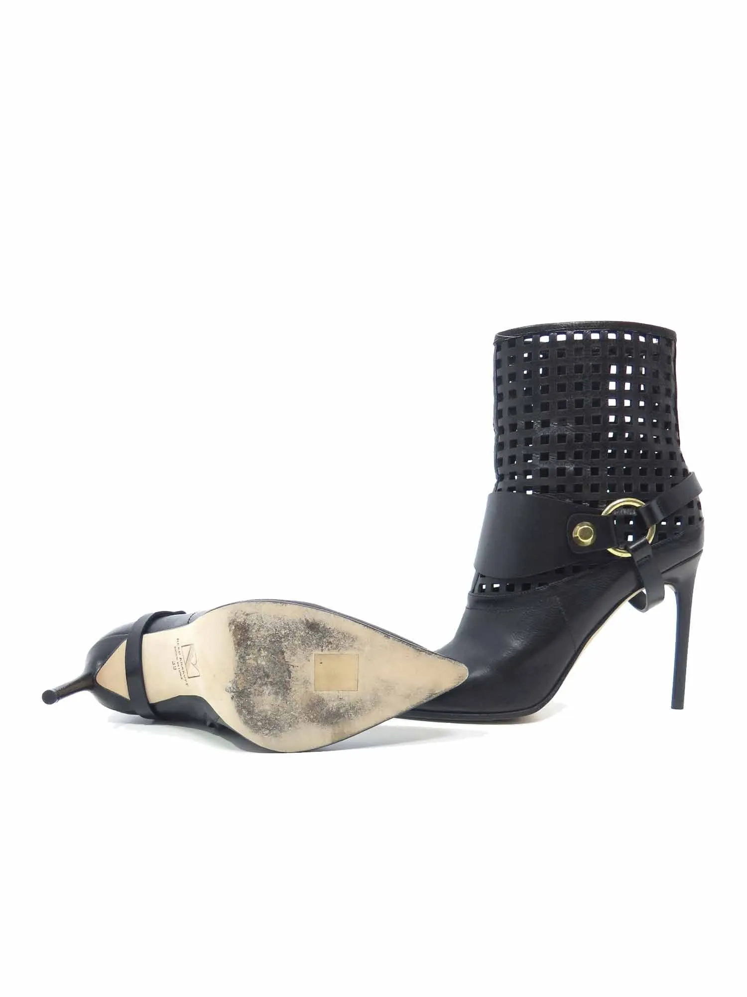 Cage Leather Pointed Booties