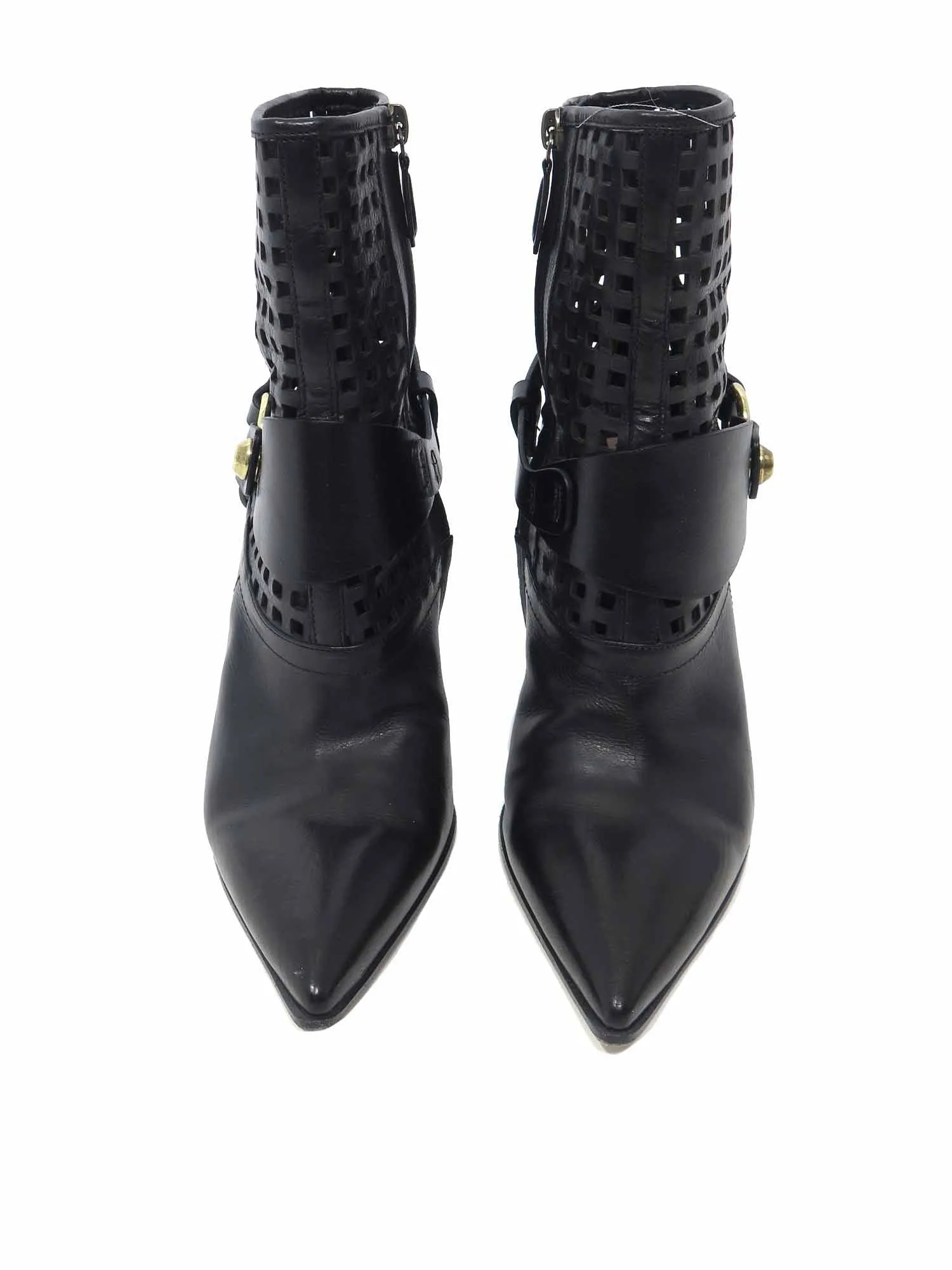Cage Leather Pointed Booties