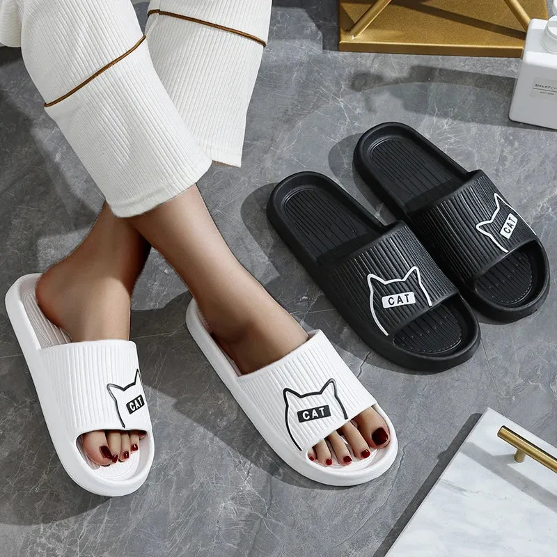 Cat Print Flat Slides