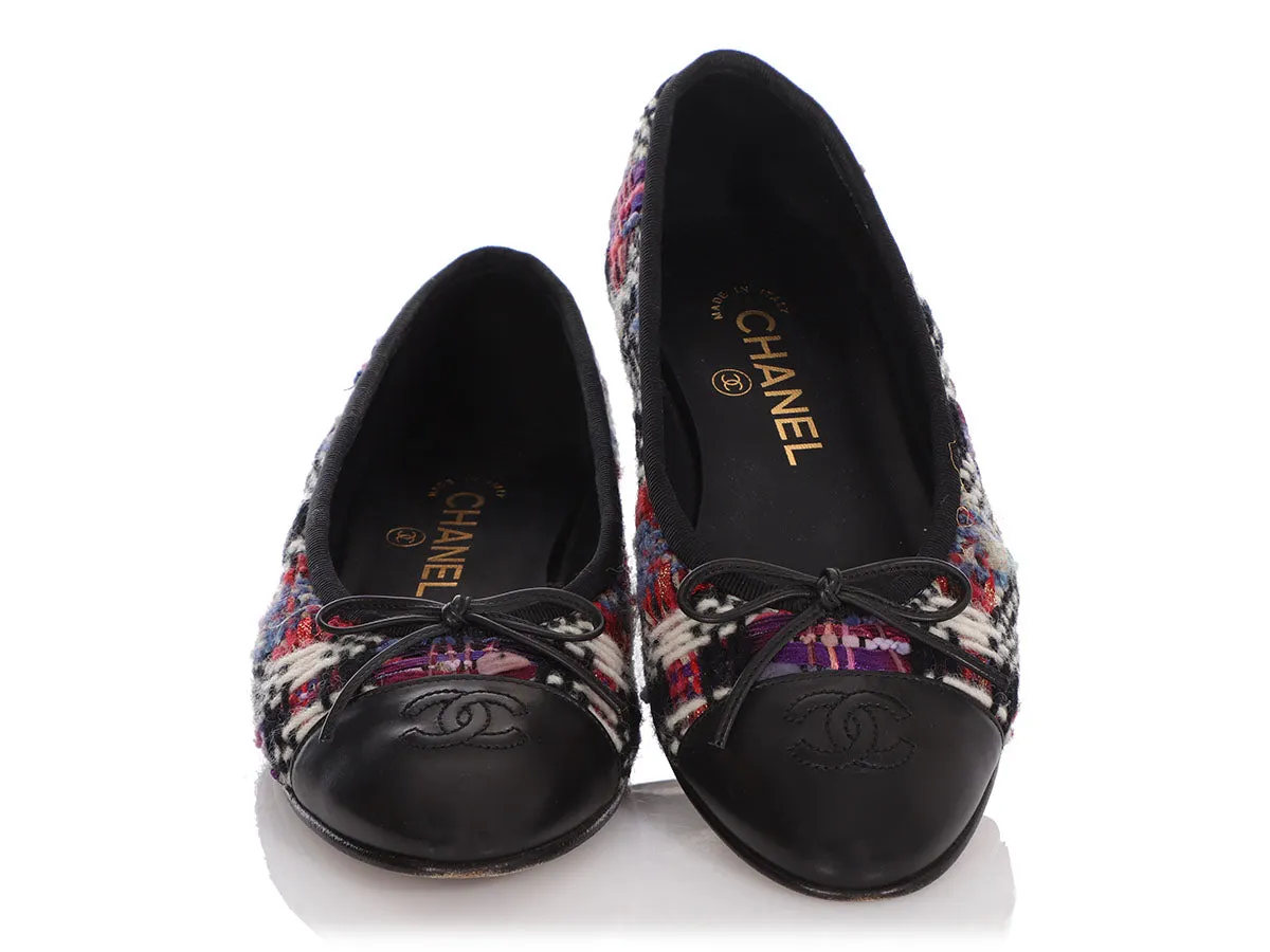 Chanel Multicolor Tweed Ballet Flats