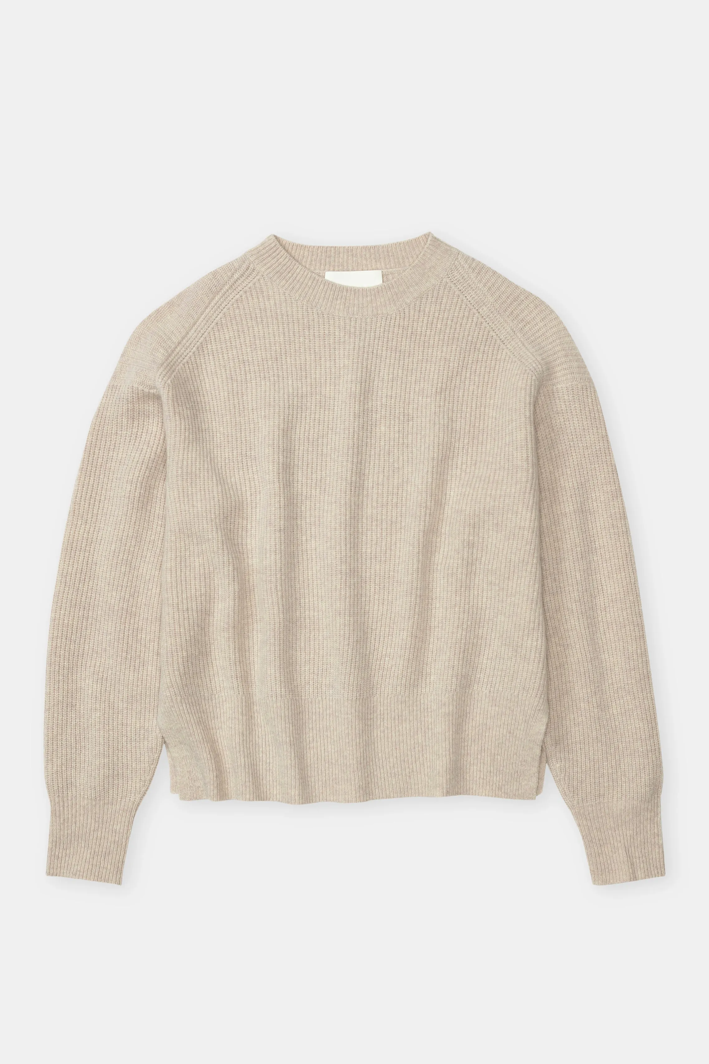 Closed Cropped Crewneck Sweater - Pearl Beige
