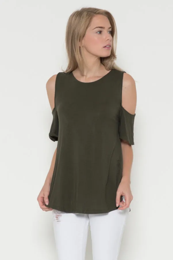 Cool & Casual Cold Shoulder Knit Top