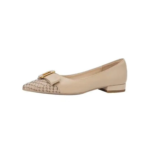 Cow leather pointed toe low heels shallow spring