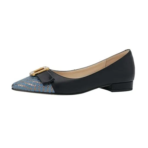 Cow leather pointed toe low heels shallow spring