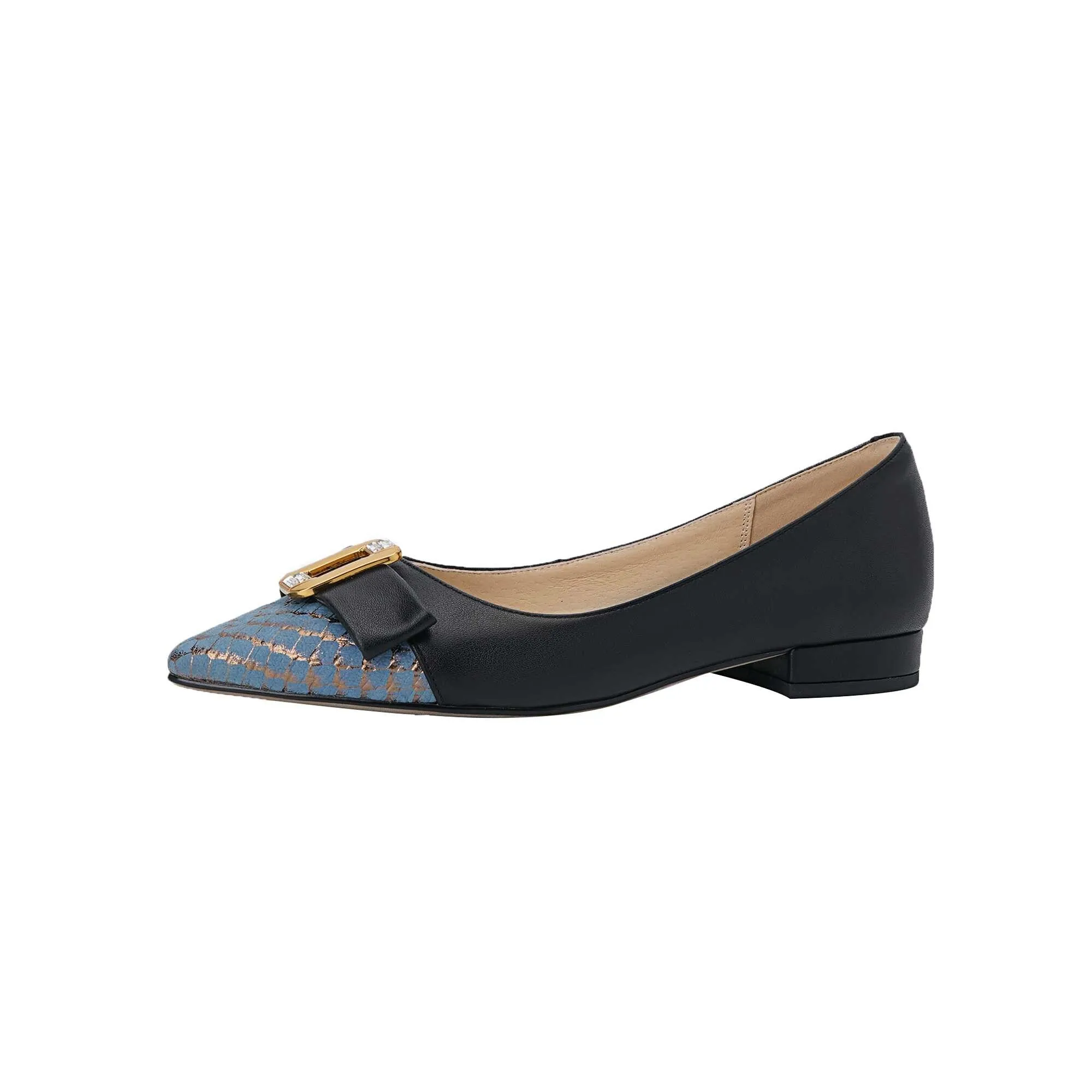 Cow leather pointed toe low heels shallow spring