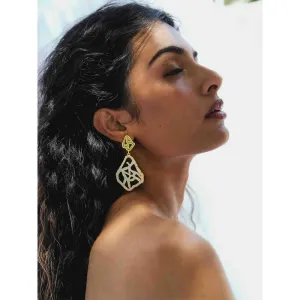 Dhwani Bansal Gold And Pastel Blue Green Enamel Tala Earrings