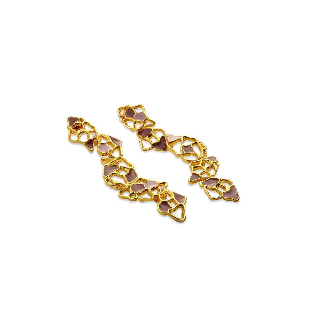 Dhwani Bansal Gold And Purple Enamel Gaia Drop Earrings