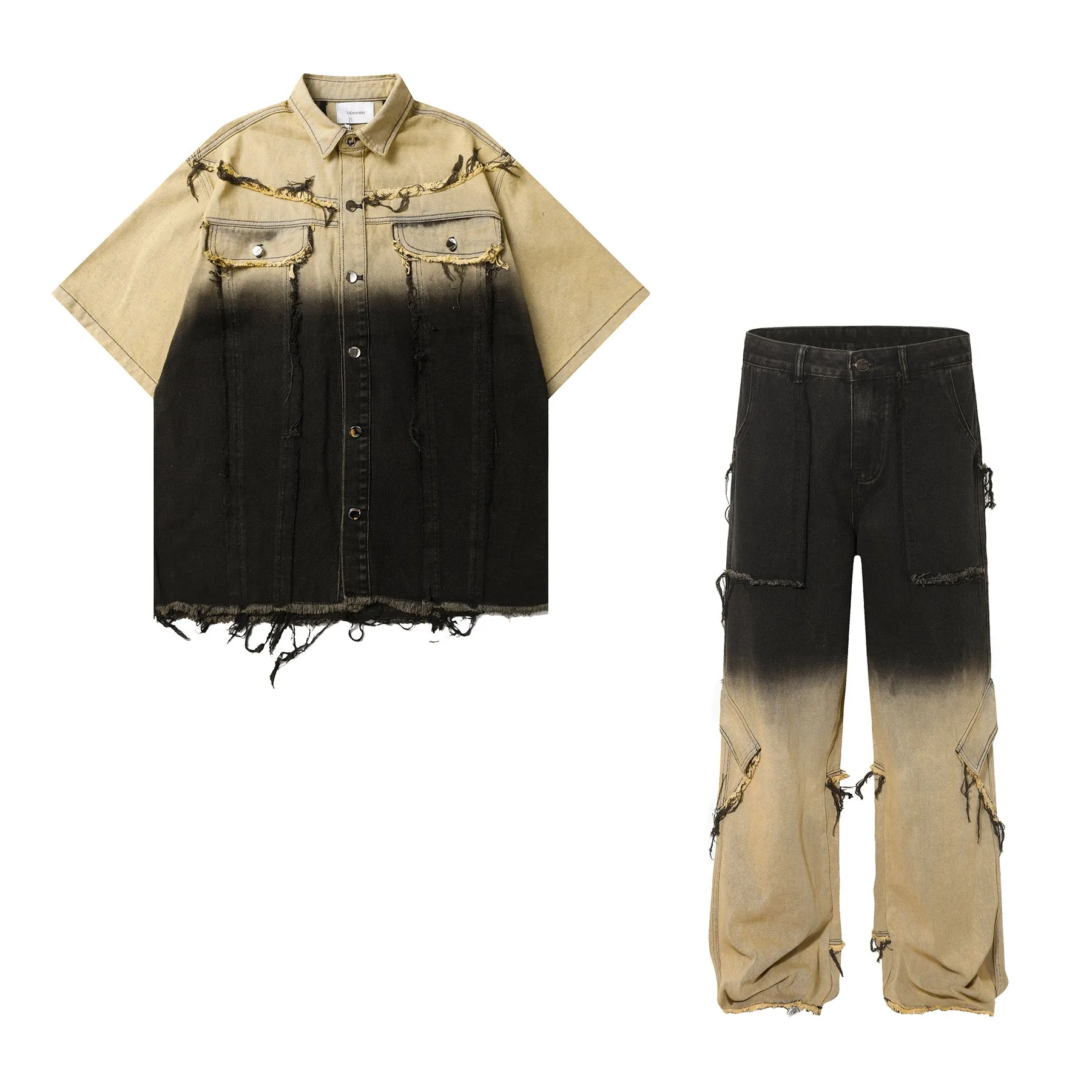 Distressed Ombre Cargo Pants