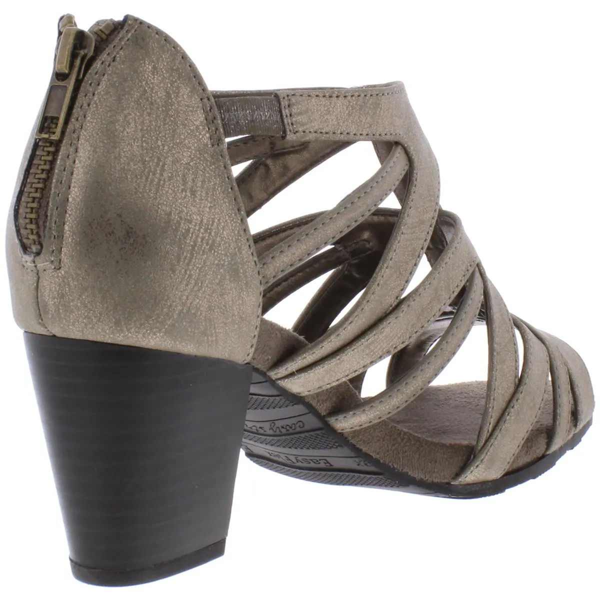Easy Street Womens Amaze Faux Leather Metallic Dress Sandals