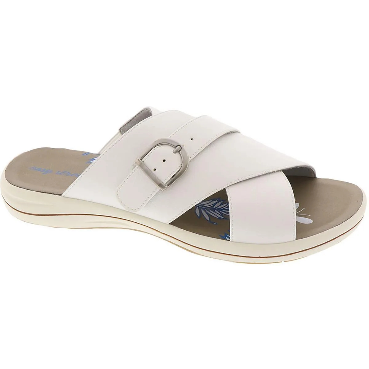 Easy Street Womens Flint Faux Leather Strappy Slide Sandals