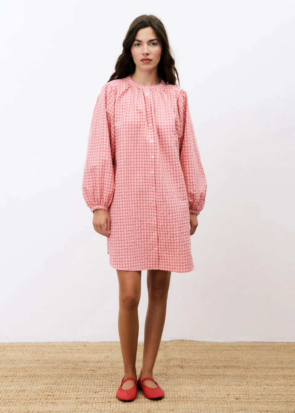 FRNCH Noely  two tone gingham dress Rose