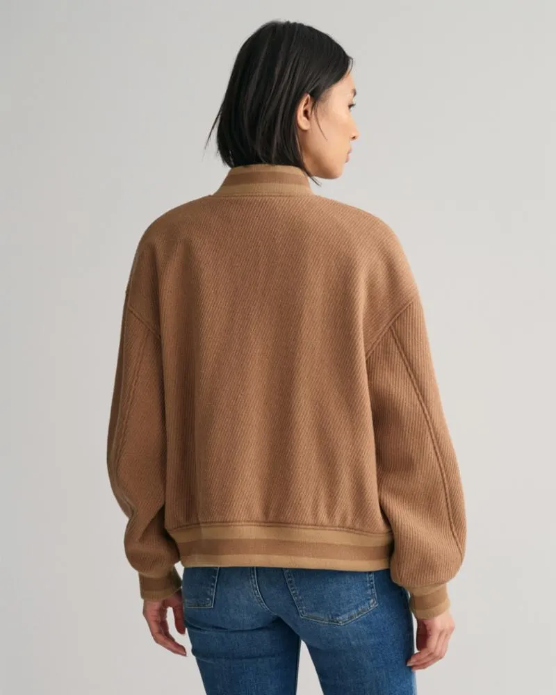 Gant Apparel Womens WOOL TWILL GANT VARSITY JACKET 213/WARM KHAKI