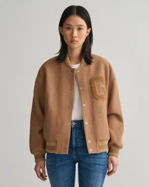 Gant Apparel Womens WOOL TWILL GANT VARSITY JACKET 213/WARM KHAKI