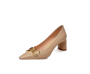 Gigi Square Pointed Toe Block Heel Pumps