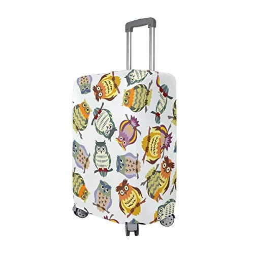 GIOVANIOR Cartoon Colorful Owls Luggage Cover Suitcase Protector Carry On Covers