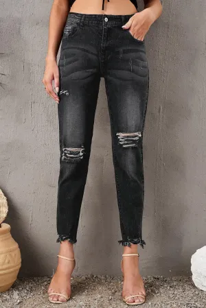 Go-Getting Skinny Distressed Cropped Jeans