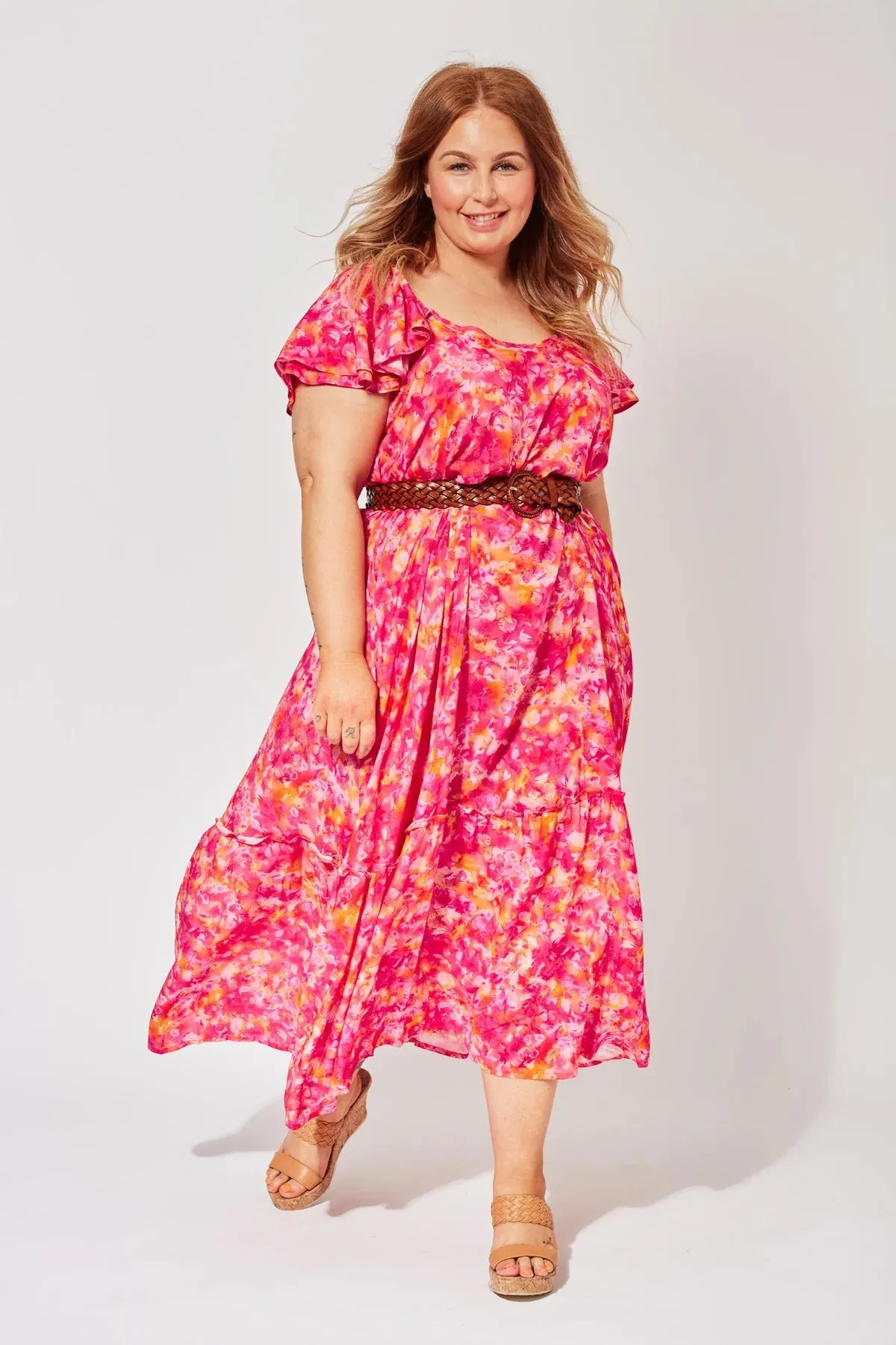 Haven Zanzibar frill maxi Sangria