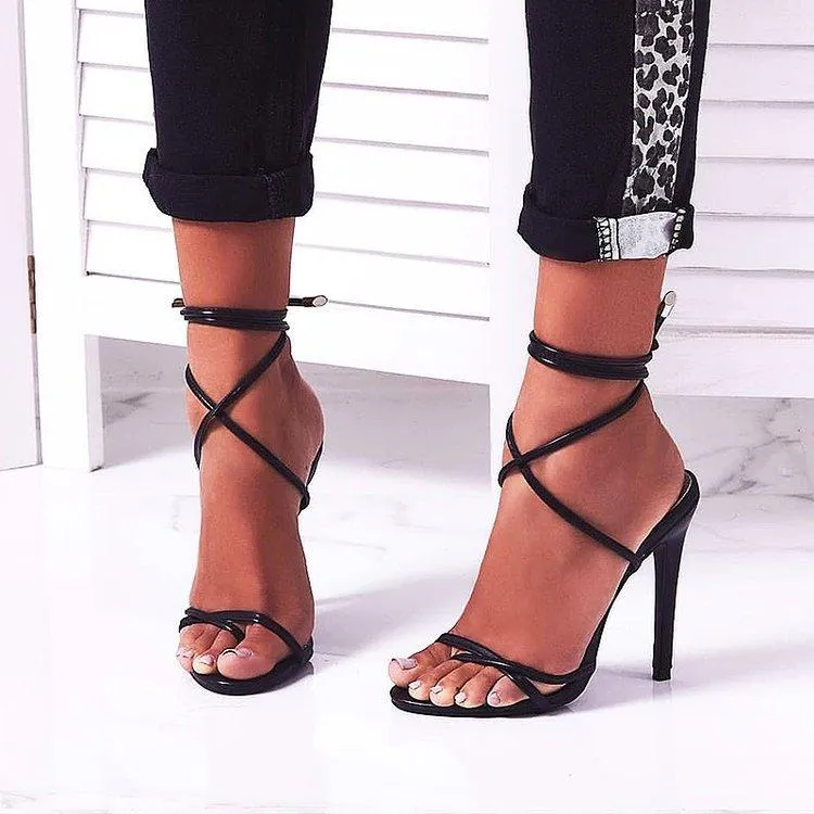 Hot Pink Heels Super High Heels Rubber Lace-up