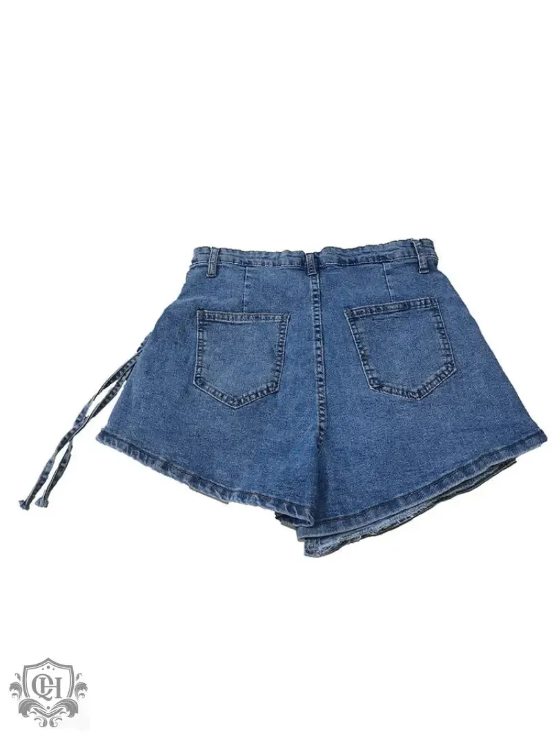 Irregular Multi Pocket Denim Shorts
