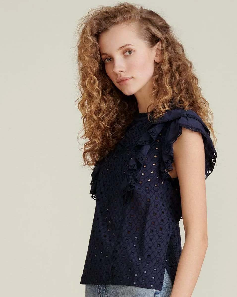 Jie Eyelet Top - Navy