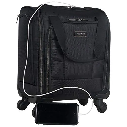 Kenneth Cole Reaction 18" Lightweight Multi-Pocket Anti-Theft RFID 14.1" Laptop & Tablet Underseater Carry-On with USB Charging Port, Black