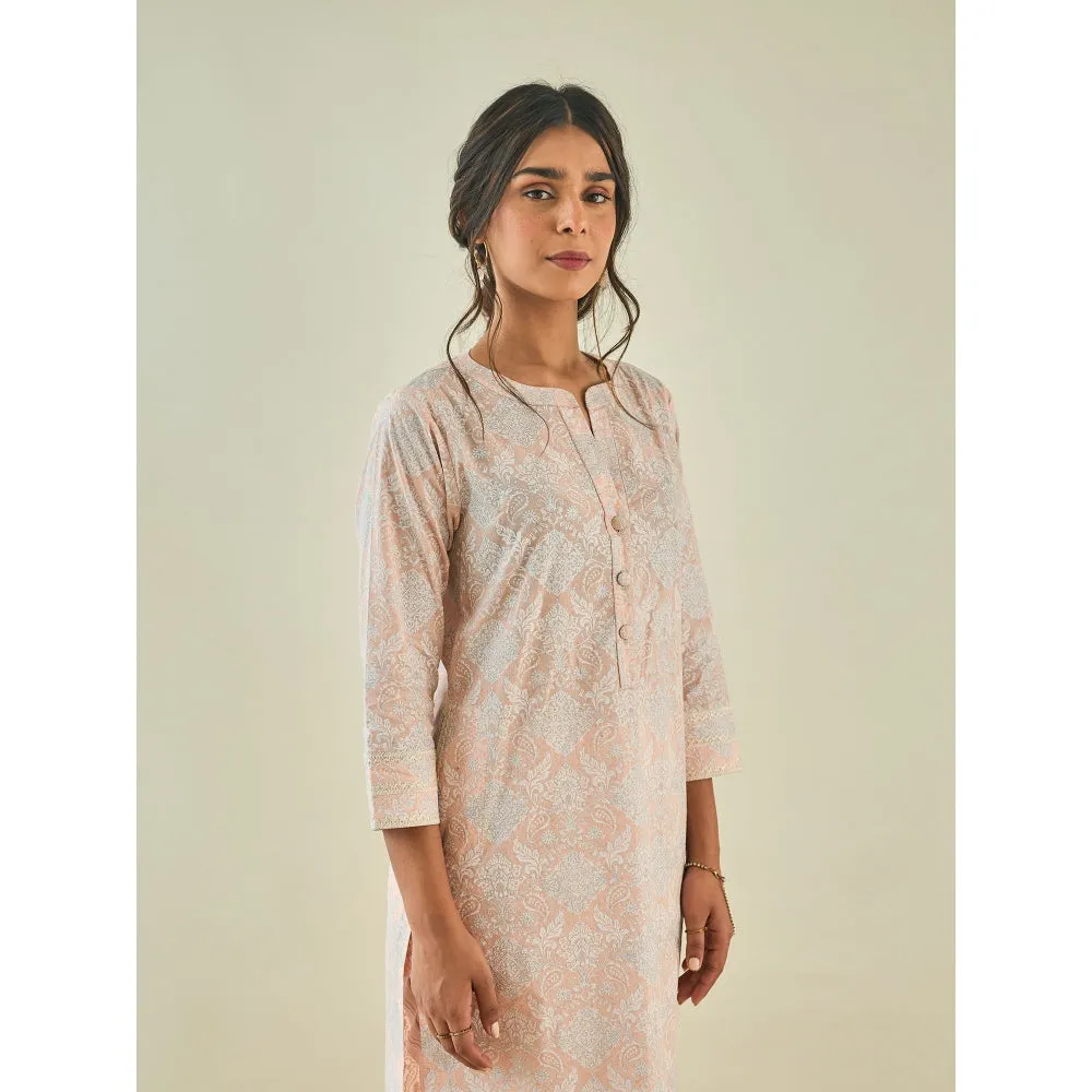 Lahario Gulabi Kurta Set Pink & White (Set Of 3)