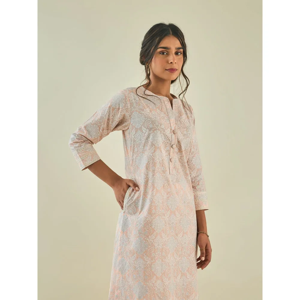 Lahario Gulabi Kurta Set Pink & White (Set Of 3)