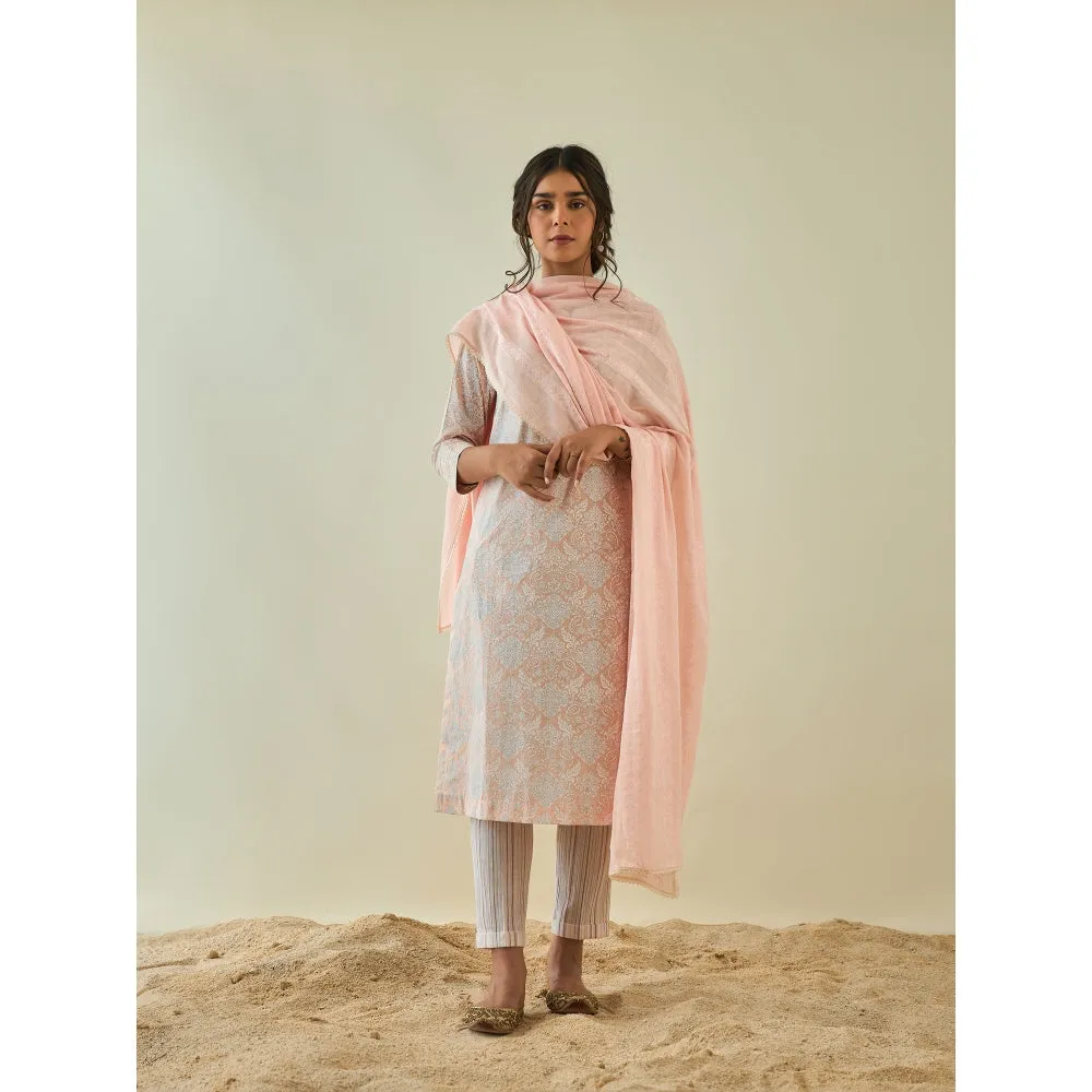 Lahario Gulabi Kurta Set Pink & White (Set Of 3)