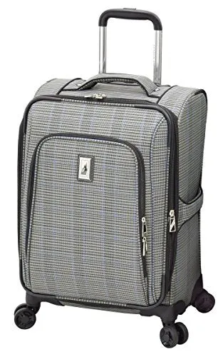 London Fog Knightsbridge II 20" Expandable Spinner Carry On, Grey Sapphire Plaid