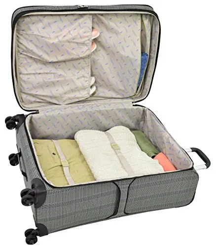 London Fog Knightsbridge II 20" Expandable Spinner Carry On, Grey Sapphire Plaid