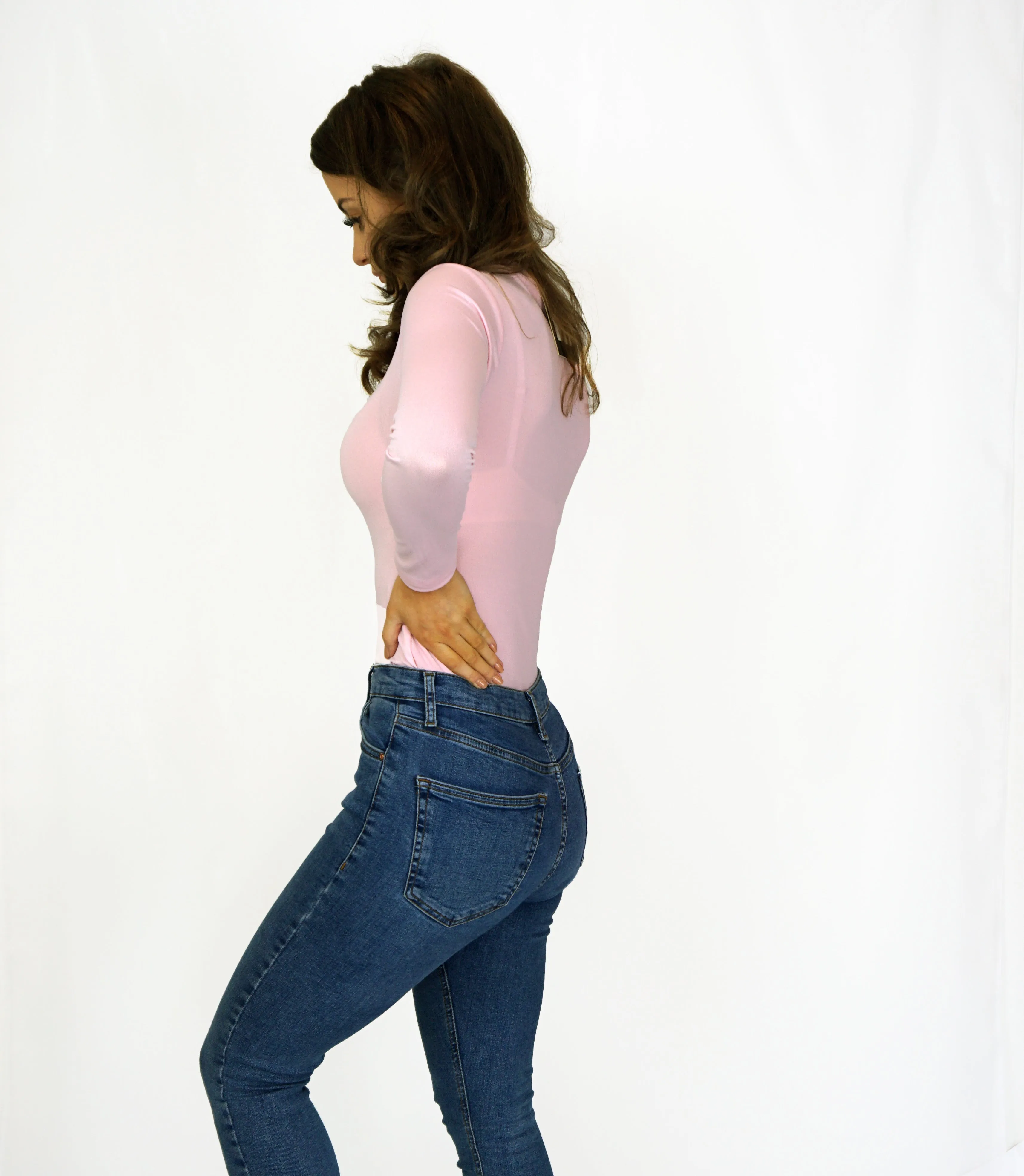 Long Sleeve Bodysuit in Pink