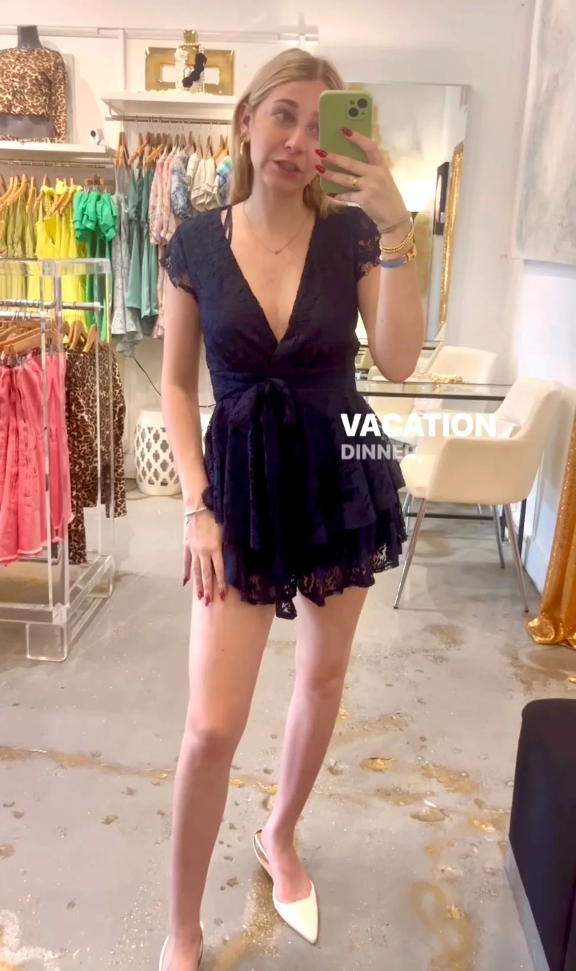 Midnight lace mini Romper-navy