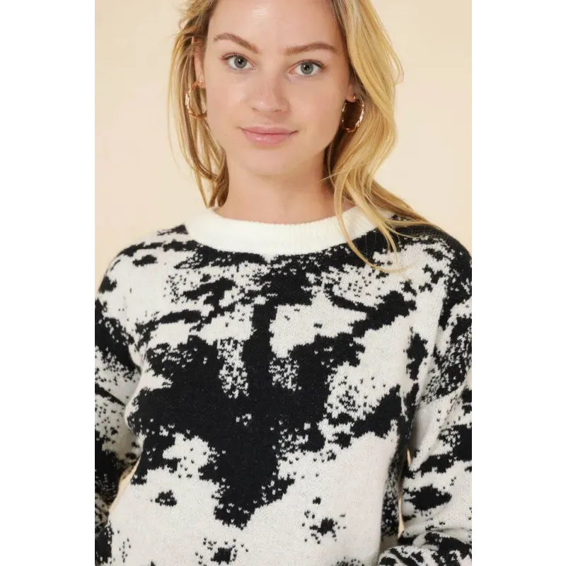 Monochrome Abstract Jumper In Black and White