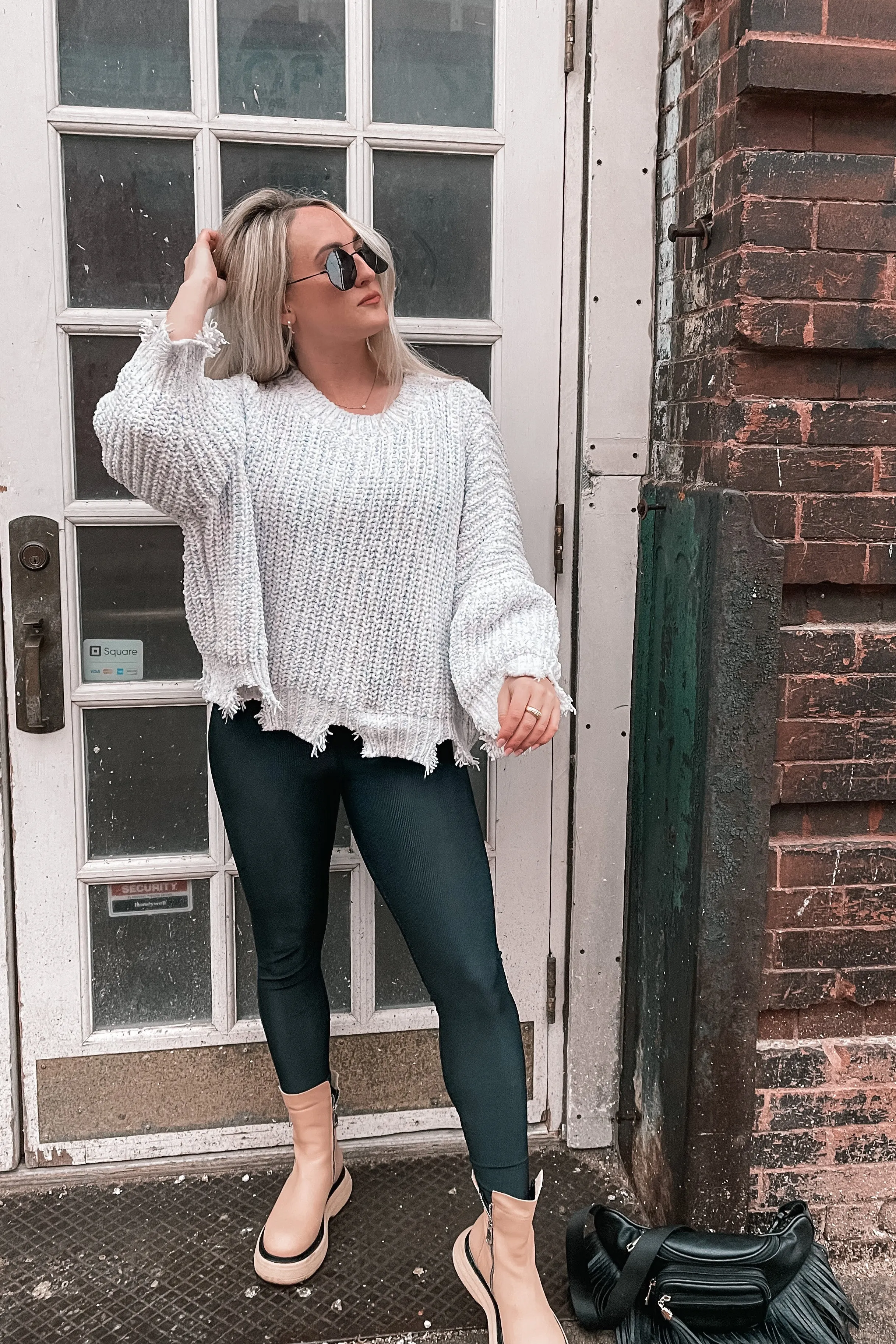 Moon Sign Distressed Sweater