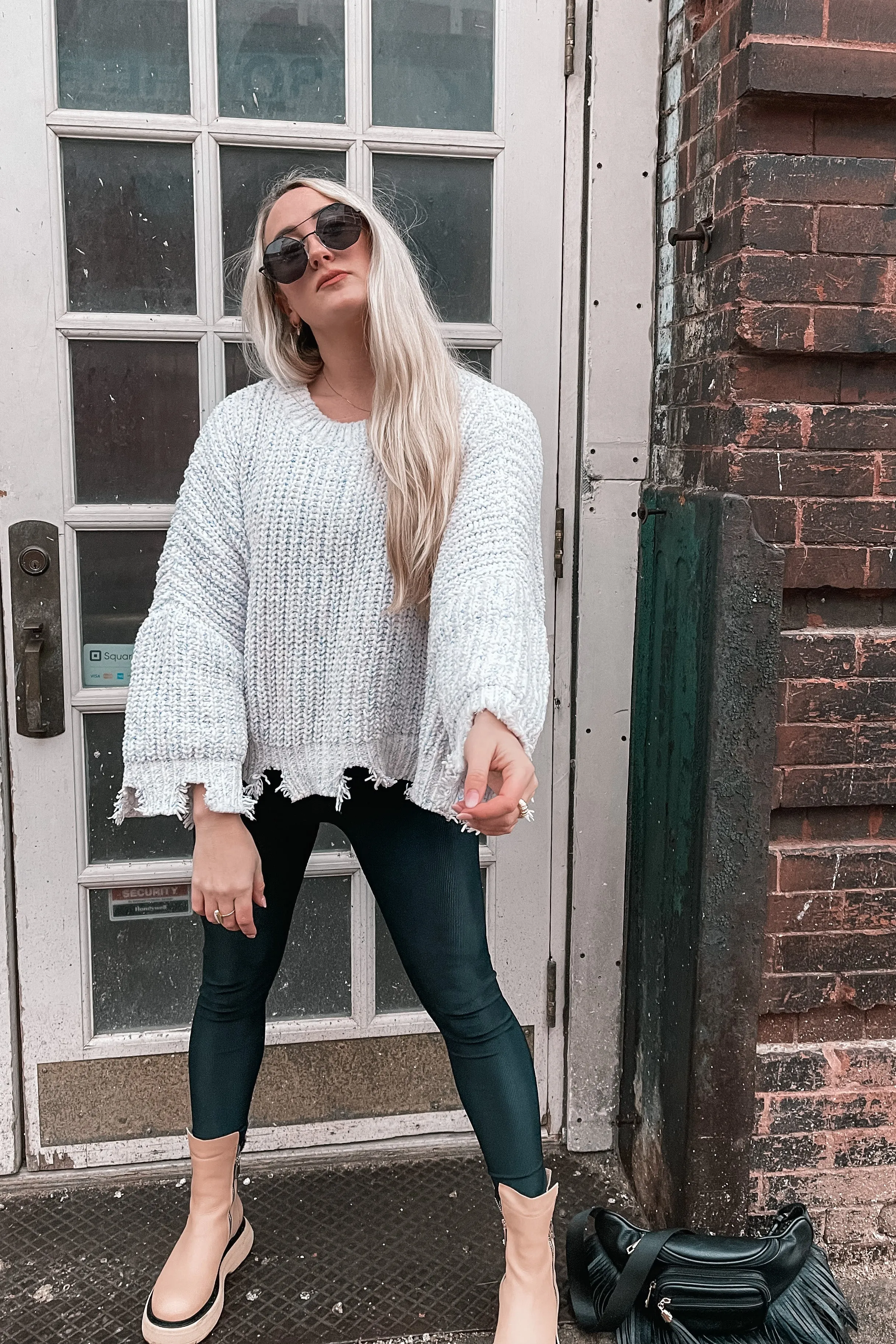 Moon Sign Distressed Sweater