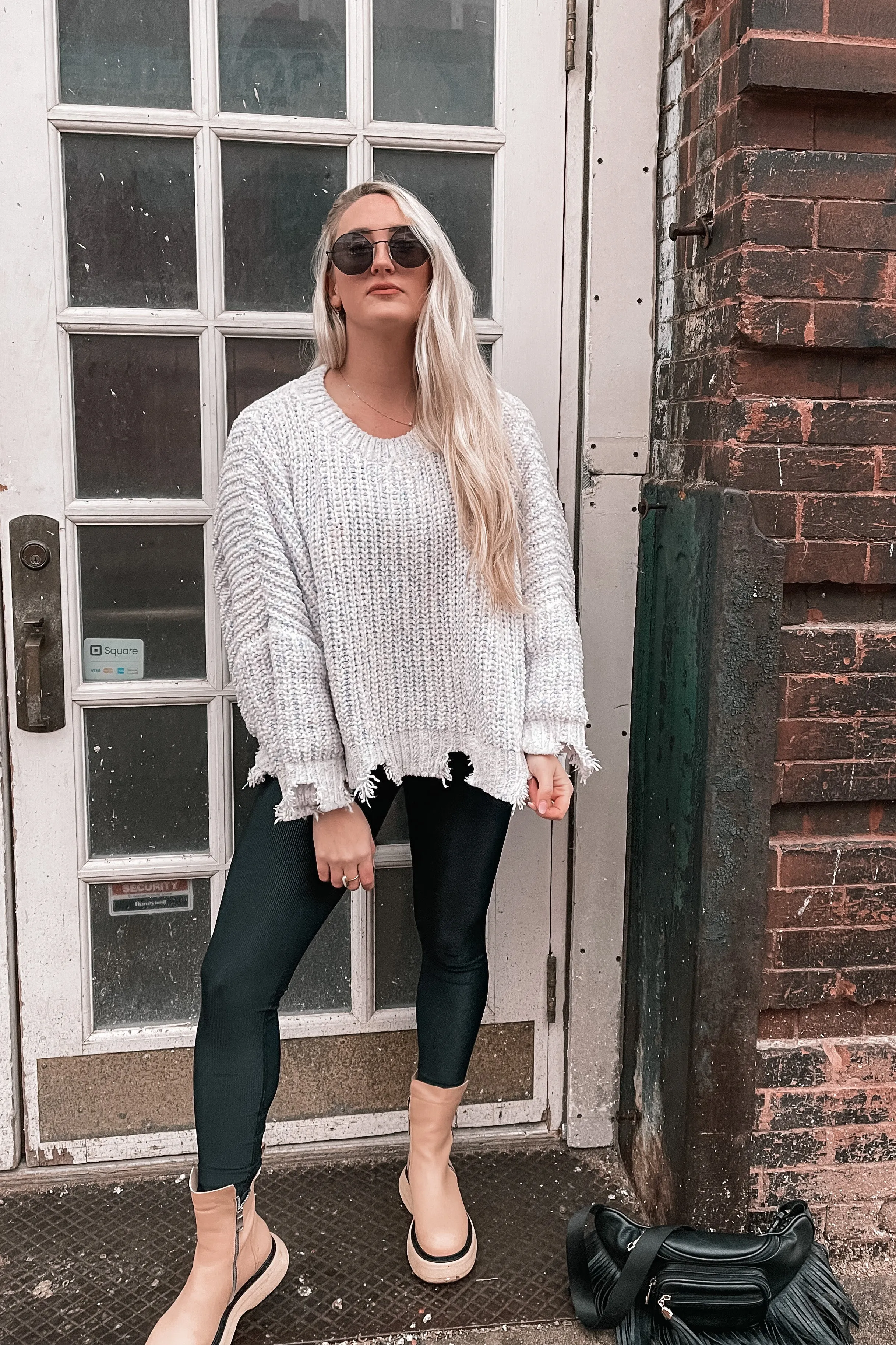 Moon Sign Distressed Sweater